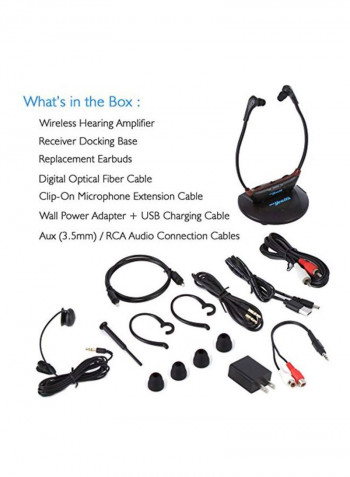 In-Ear Wireless Digital Hearing Amplifier Headset PHPHA76 Black