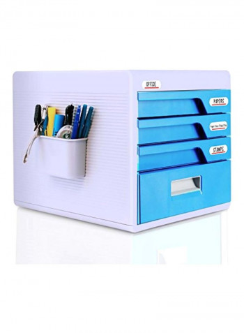 Drawer Cabinet Organizer White/Blue