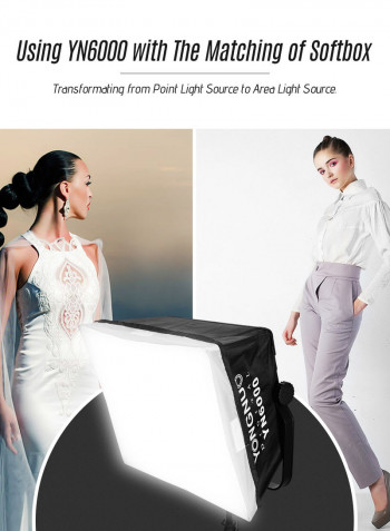 Yongnuo YN6000 Professional 600 LED Video Light ColourTemperature 3200K-5500K with Softbox Wireless Transceiver Remote Control Black