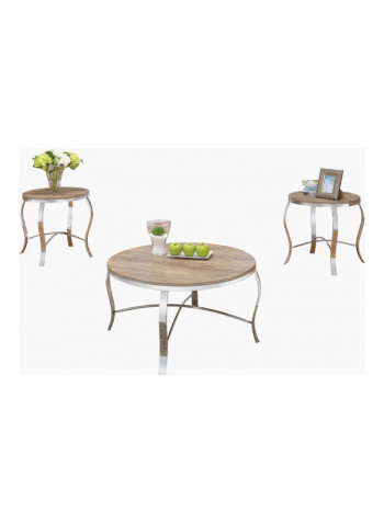 3 Piece Coffee Table Set Silver 89 x 48cm