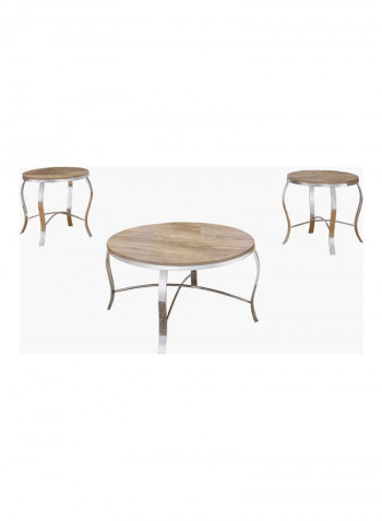 3 Piece Coffee Table Set Silver 89 x 48cm