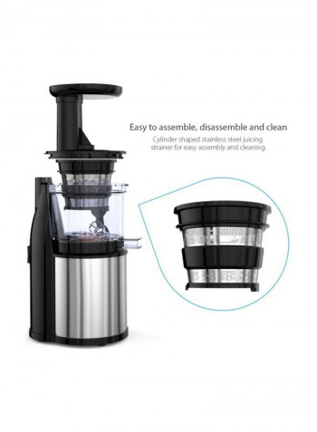 Stainless Steel Slow Juicer Slag Silver/Black 210x210x450millimeter