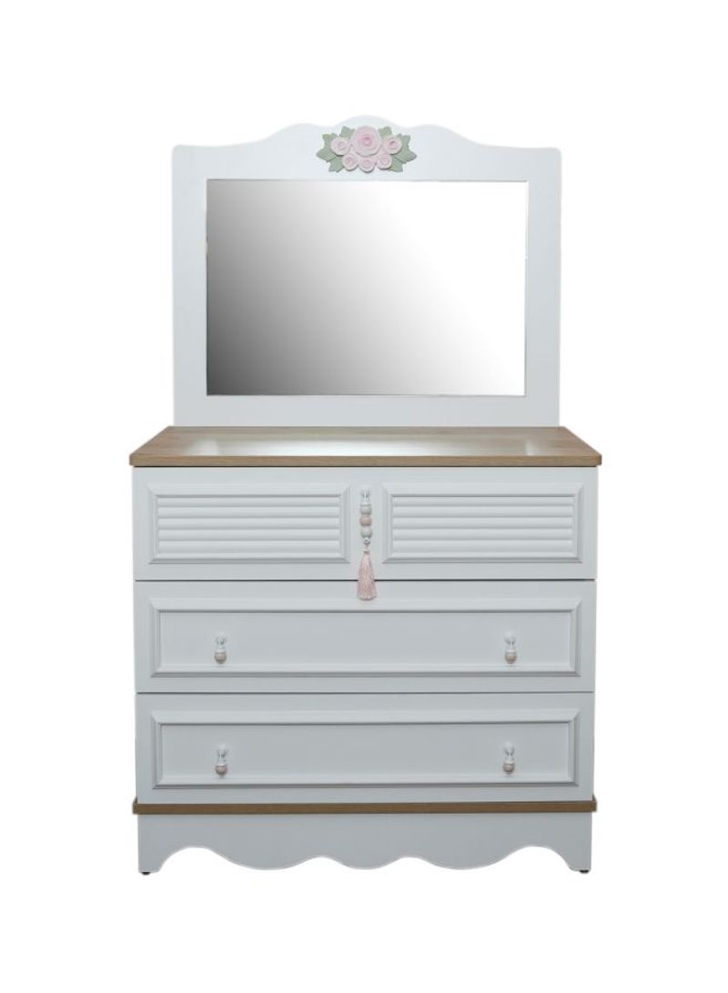 New Laura Dresser With Mirror White/Brown/Pink 82x44x140cm