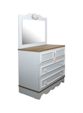 New Laura Dresser With Mirror White/Brown/Pink 82x44x140cm