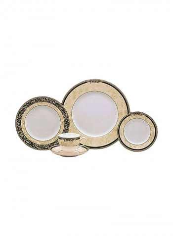 5-Piece Cornucopia Dinnerware Place Setting White/Beige/Black