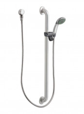 Commercial Grab Bar With Hand Shower Silver