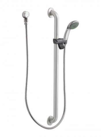 Commercial Grab Bar With Hand Shower Silver