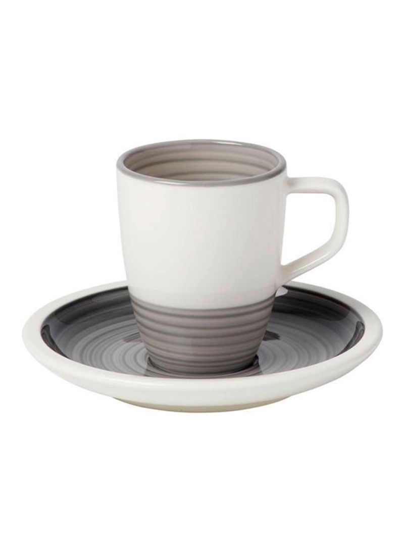 12-Piece Manufacture Gris Espresso Cup And Saucer Set Grey/White