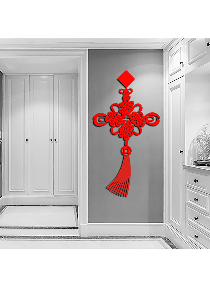 Chinese Knot Design Wall Sticker Red 60x90cm