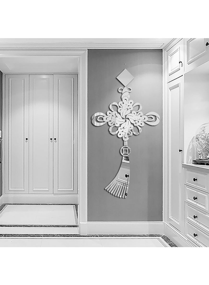 Chinese Knot Design Wall Sticker Silver 60x90cm
