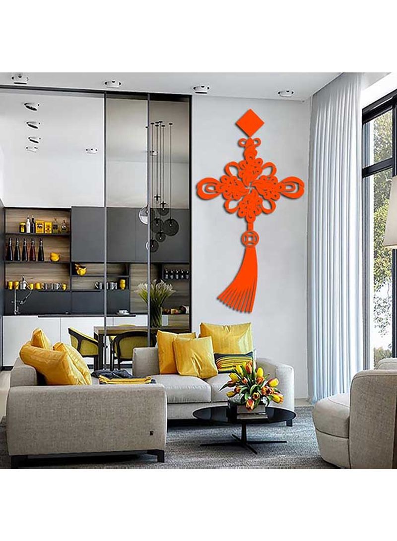 Solid Colour Chinese Knot Design Acrylic Wall Sticker Orange