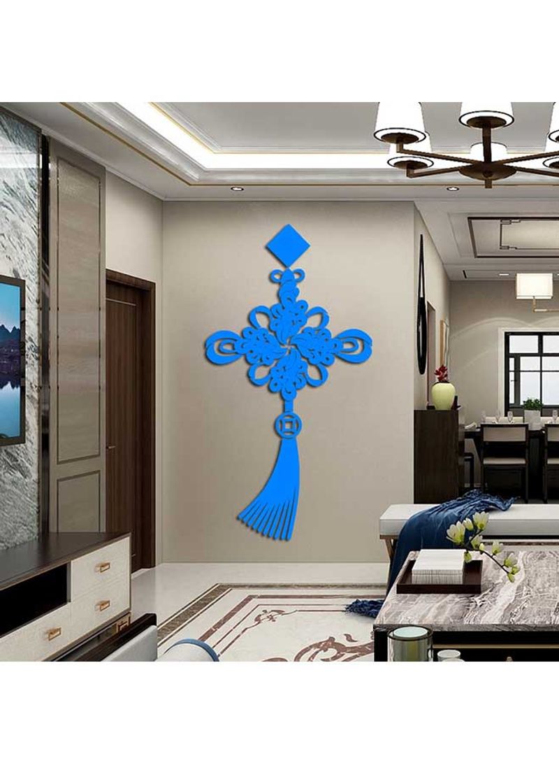 Solid Colour Chinese Knot Design Wall Acrylic Sticker Blue