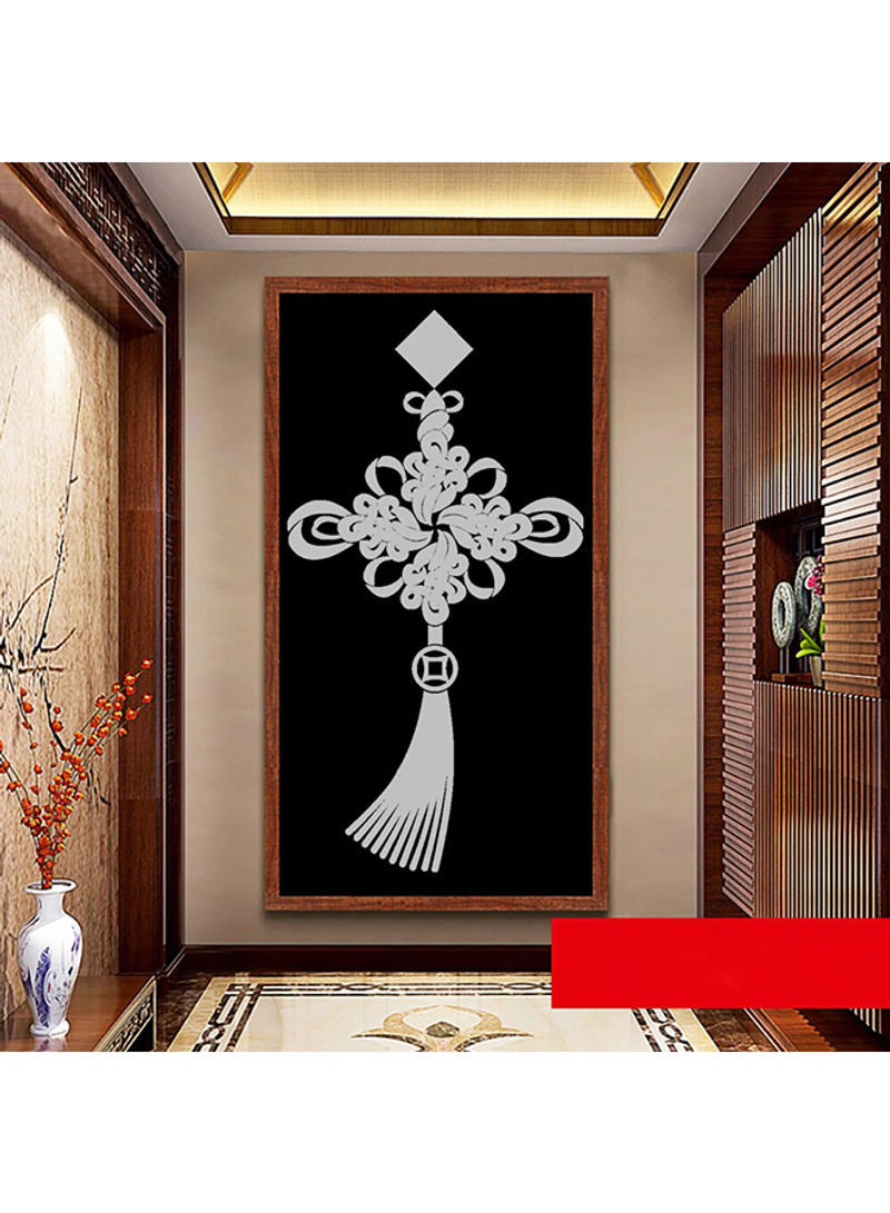 Solid Colour Chinese Knot Design Wall Acrylic Sticker Grey 60x90cm