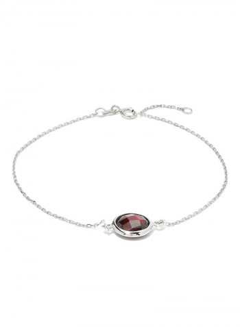 18 Karat White Gold Garnet Single Stone Bracelet