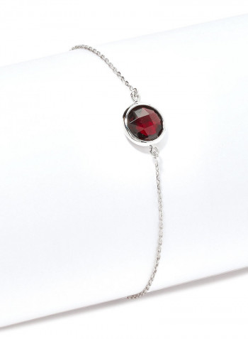 18 Karat White Gold Garnet Single Stone Bracelet