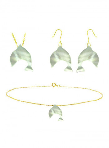 18 Karat Gold Dolphin Shape Jewellery Set