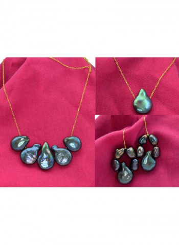 18 Karat Gold Drop Shape Mother Of Pearl Jewellery Set