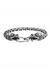 925 Sterling Silver Dragon Heads Eye Hook Clasp Bracelet