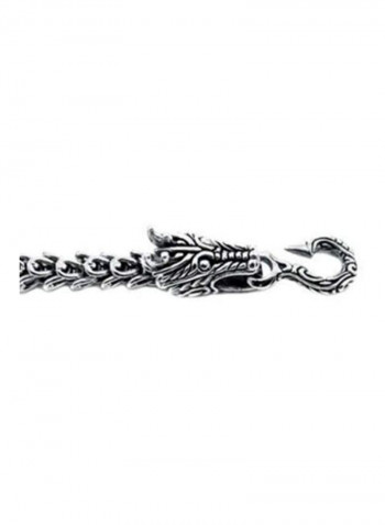 925 Sterling Silver Dragon Heads Eye Hook Clasp Bracelet