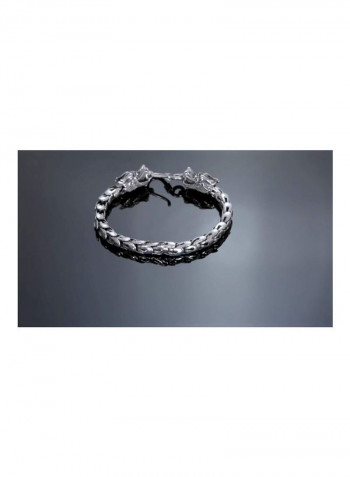 925 Sterling Silver Dragon Heads Eye Hook Clasp Bracelet
