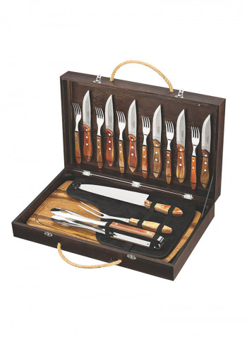 17-Piece Barbecue Set Brown/Silver