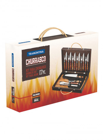 17-Piece Barbecue Set Brown/Silver