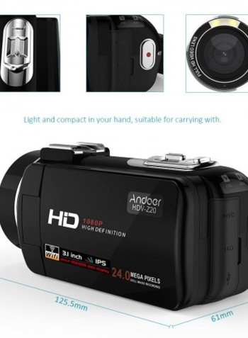 24MP WiFi Digital Video Camera Camcorder With External Microphone