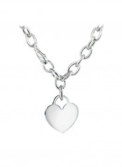 925 Sterling Silver Heart Shape Tag Pendant Necklace