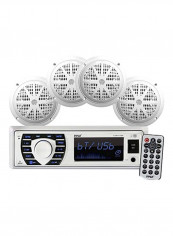 Bluetooth Marine Stereo Receiver And Speaker System Kit B06XN5MLTJ White/Black