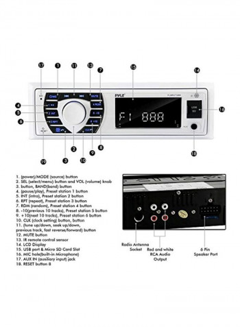 Bluetooth Marine Stereo Receiver And Speaker System Kit B06XN5MLTJ White/Black