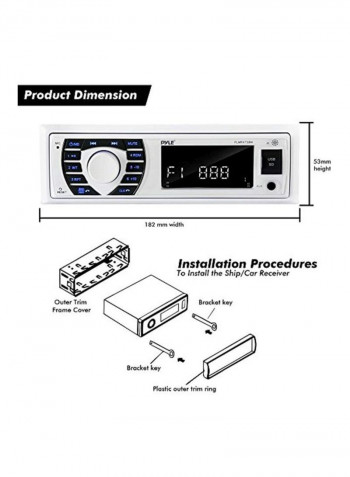 Bluetooth Marine Stereo Receiver And Speaker System Kit B06XN5MLTJ White/Black