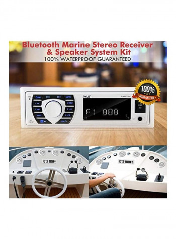 Bluetooth Marine Stereo Receiver And Speaker System Kit B06XN5MLTJ White/Black