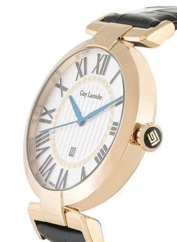 Men's White Dial Leather Band Watch