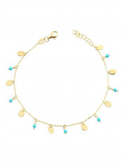 18K Turquoise Yellow Gold Charms Bracelet