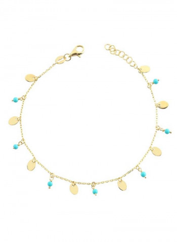 18K Turquoise Yellow Gold Charms Bracelet