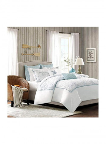 3-Piece Duvet Cover Set Blue/White Queen