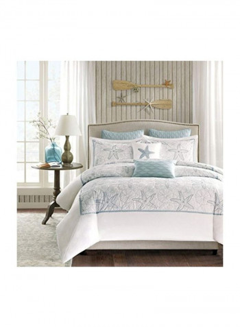 3-Piece Duvet Cover Set Blue/White Queen