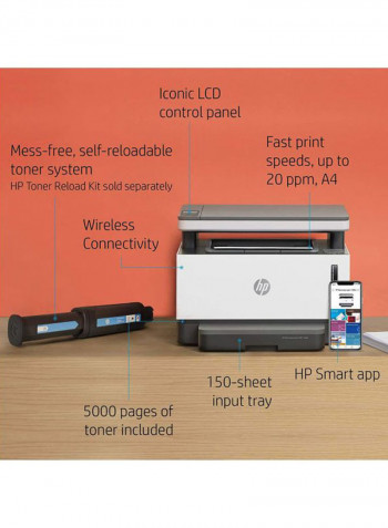 Neverstop 1200W Laser MFP Printer Print/Scan/Copy, 4RY26A White/Grey