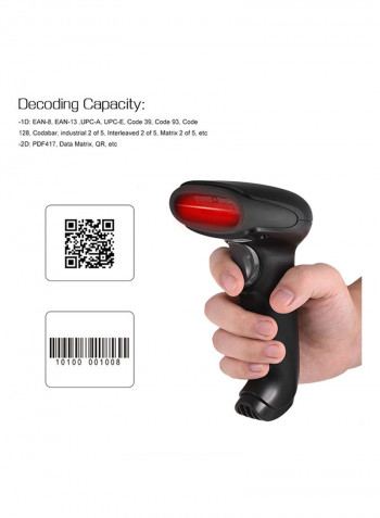 USB Wired Handheld Barcode Scanner Black