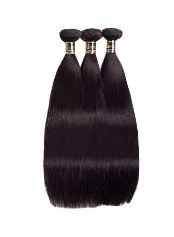 3-Piece Straight Human Hair Extension Black