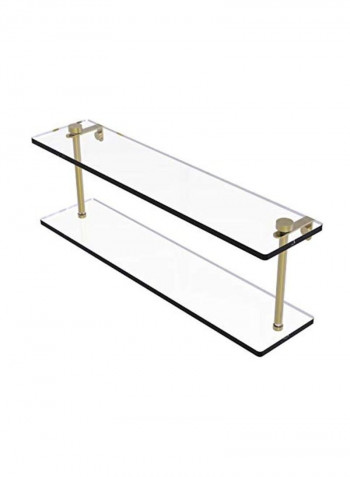 2-Tiered Glass Shelf Clear/Gold 22inch