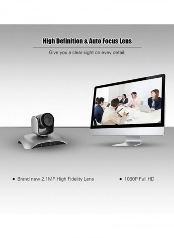 Aibecy 1080P FHD USB Video Conference Camera Auto Focus 360° Auto Scan Plug-N-Play with Infrared Remote Control