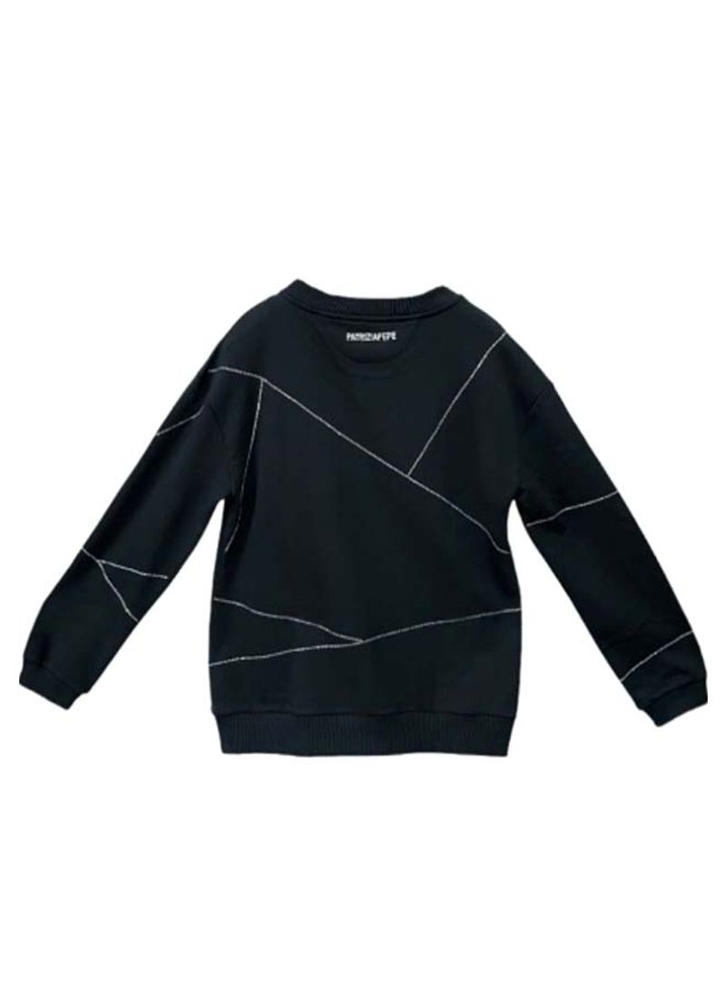 Asymmetric Stripe Detail Sweatshirt Black/Grey