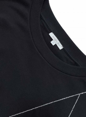 Asymmetric Stripe Detail Sweatshirt Black/Grey