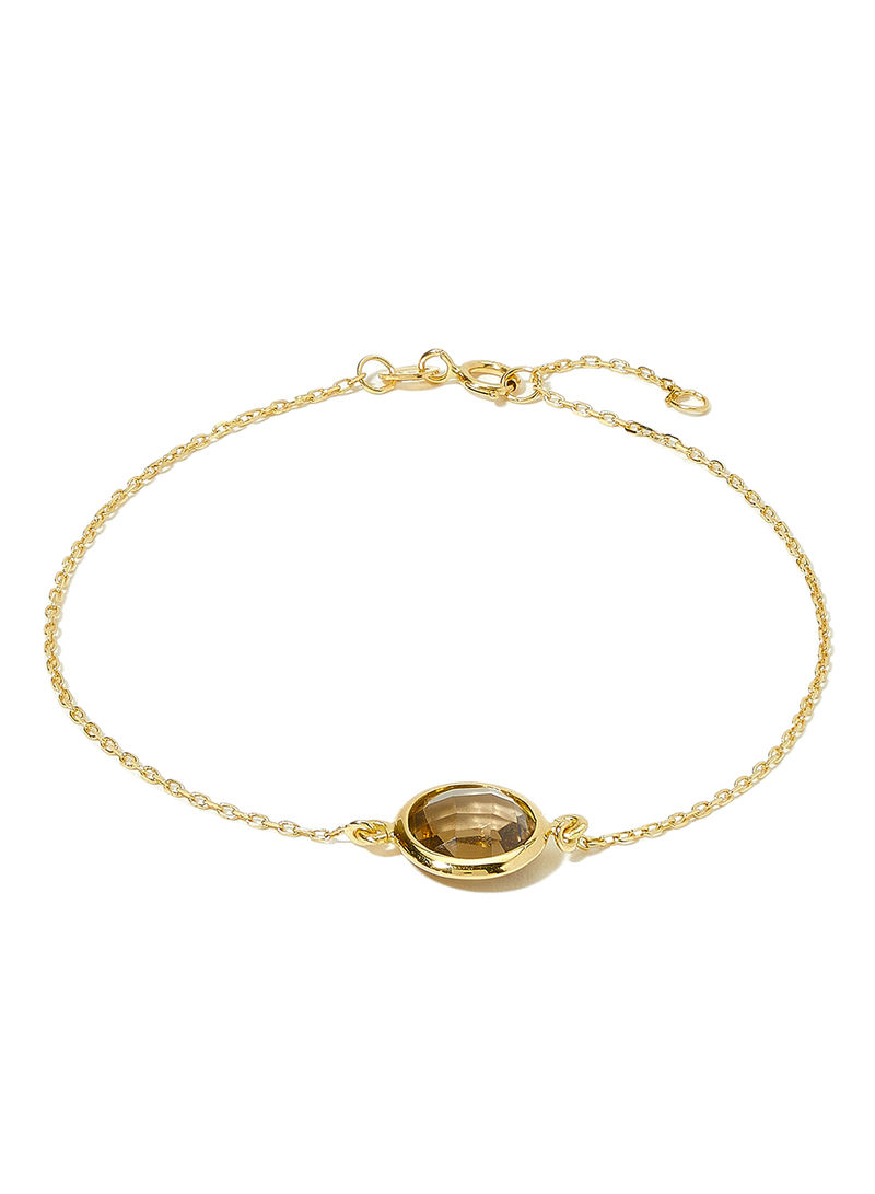 18 Karat Gold Smoky Quartz Single Stone Bracelet