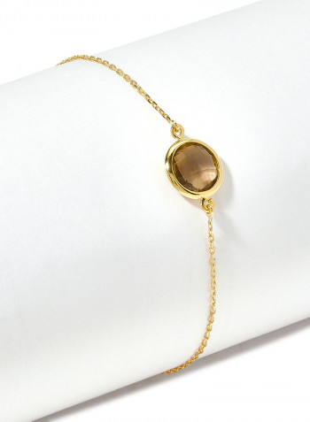 18 Karat Gold Smoky Quartz Single Stone Bracelet