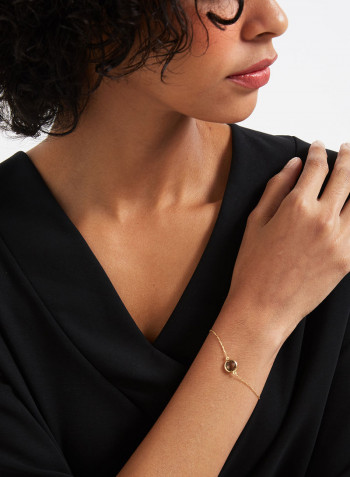 18 Karat Gold Smoky Quartz Single Stone Bracelet