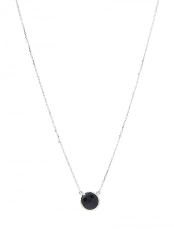 18 Karat White Gold Black Onyx Single Stone Necklace