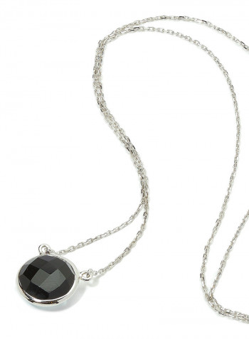 18 Karat White Gold Black Onyx Single Stone Necklace