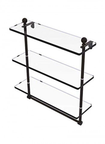 Mambo Collection Triple Tiered Glass Shelf Clear/Brown 16inch